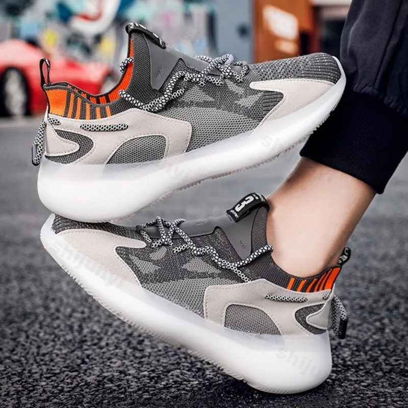 Men's Fashion Trendy 2025 Spring Retro Casual Sports Thick Soled Shoes Fly Woven Breathable Comfortable Low Top Chunky sneakers