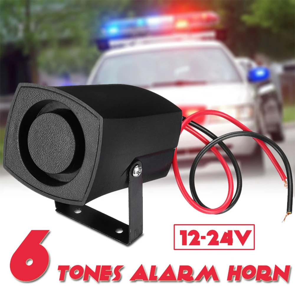 

12/24V Universal 5A Auto Policemen Sound Alarm Horn Car Mini Alarm Horn 6 Tones Warning Beeper Accessories Car Accessories