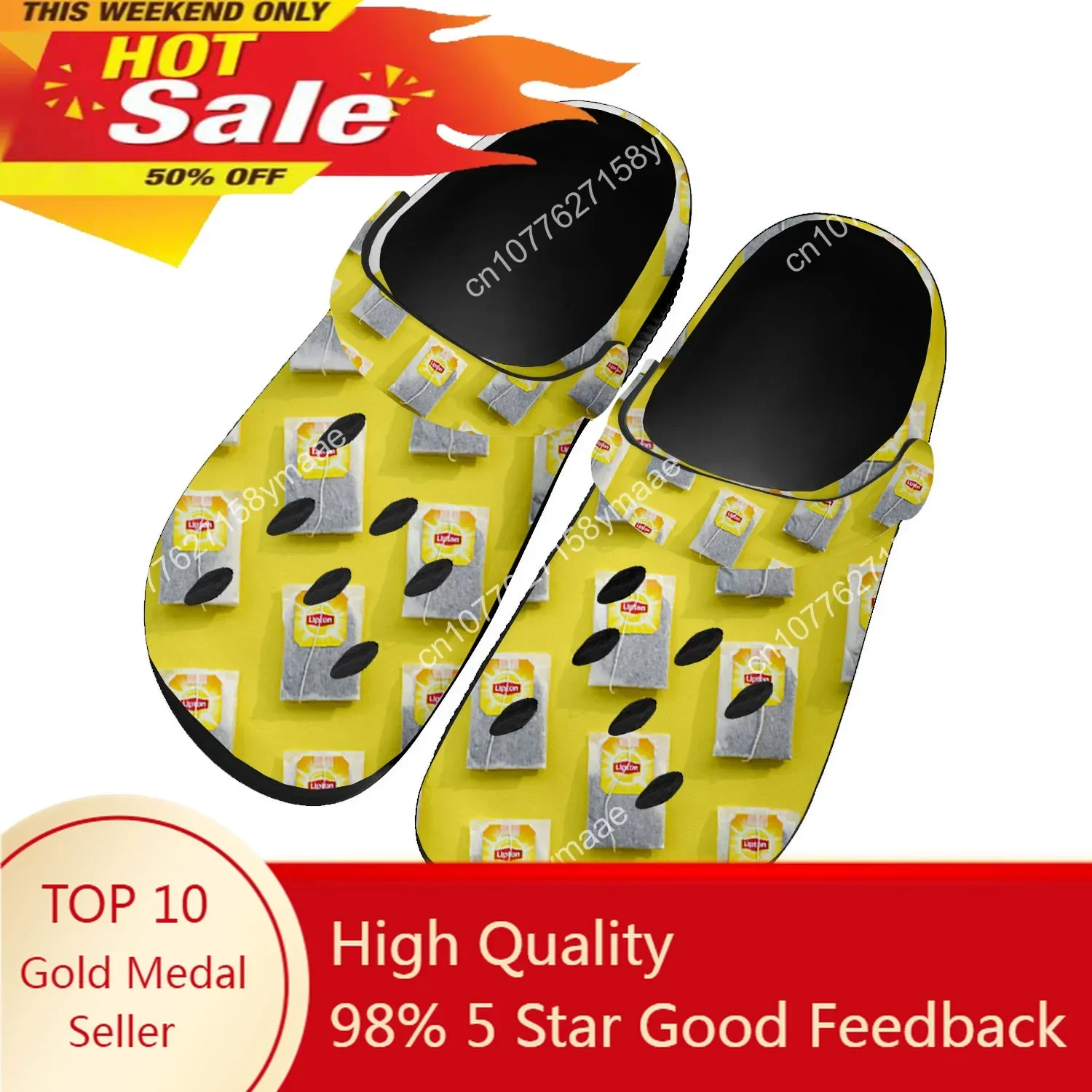 

L-Liptons Iced Tea Drink Home Clog Men Women Youth Boy Girl Sandals Shoe Garden Bespoke Customized Breathable Shoe Hole Slippers