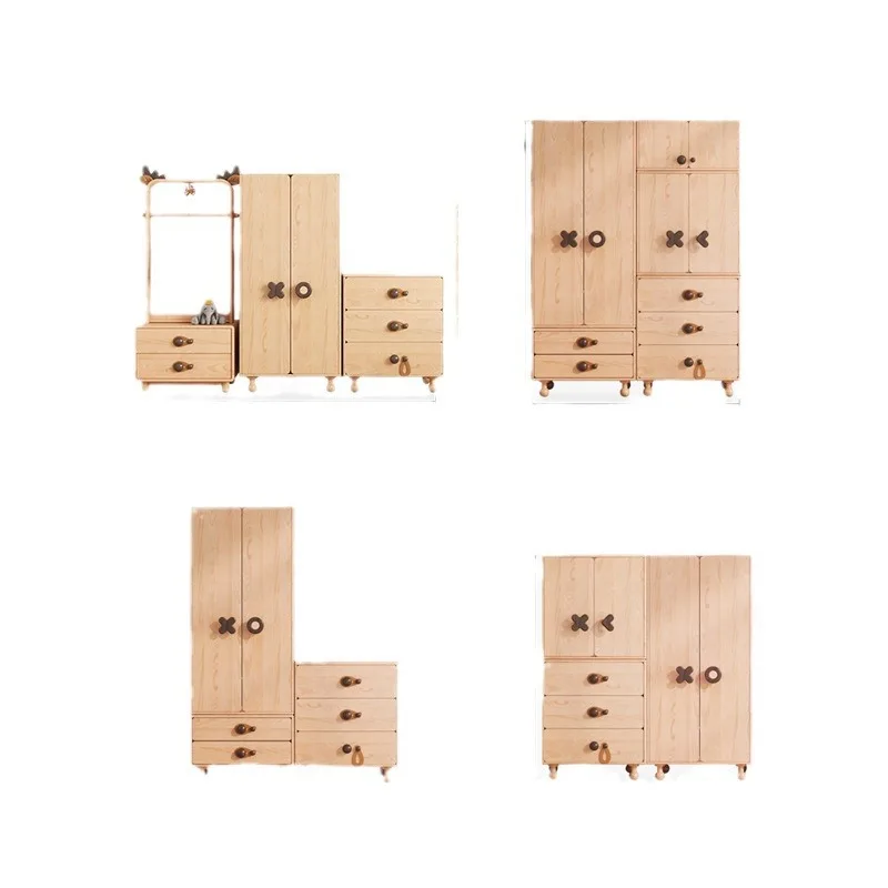 

Solid wood children's wardrobe storage cabinet girl bedroom locker