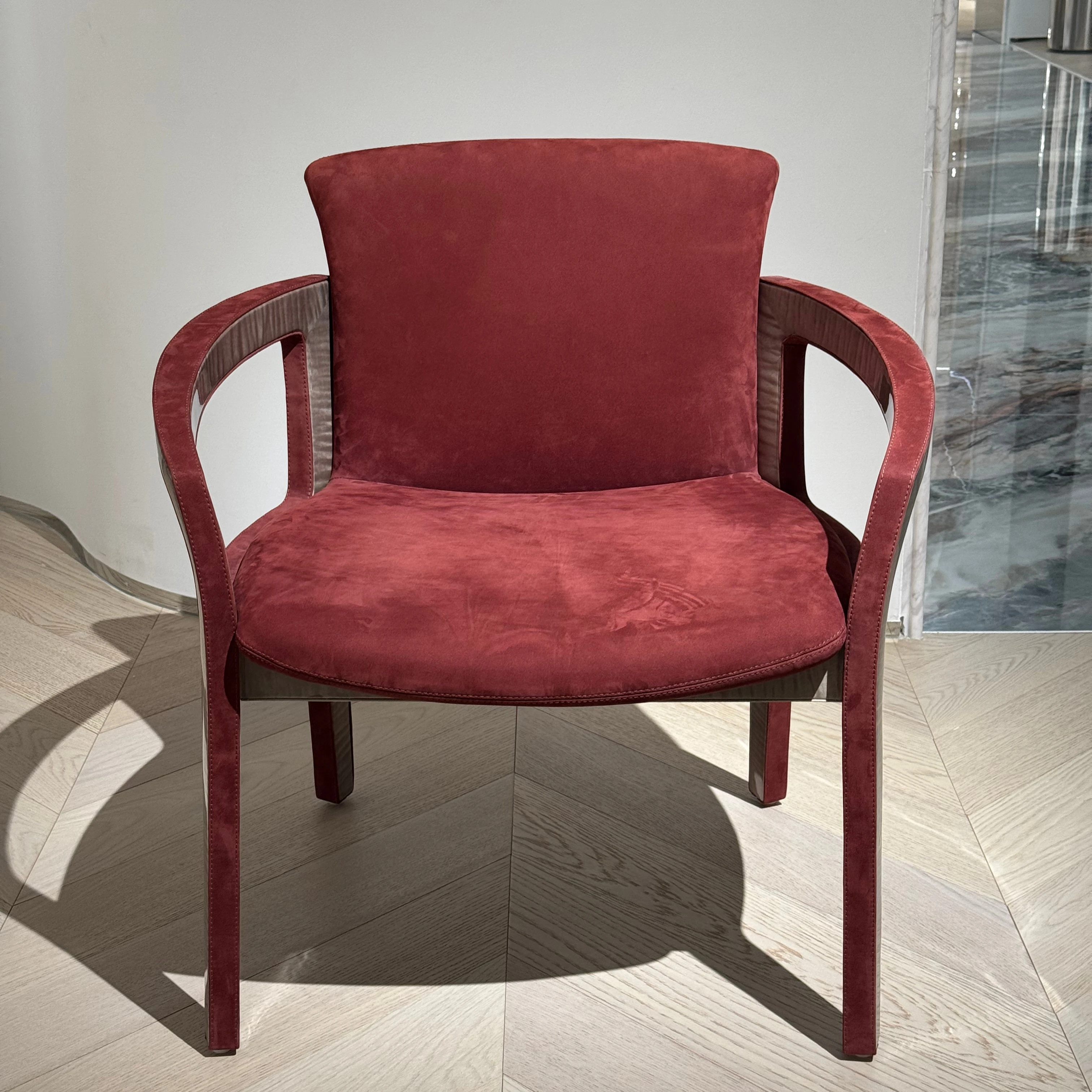 

Modern Scandinavian Gray Leather Dining Chair High-Density Rebound Sponge For Home Office Hotel Living Room Use Wooden Material