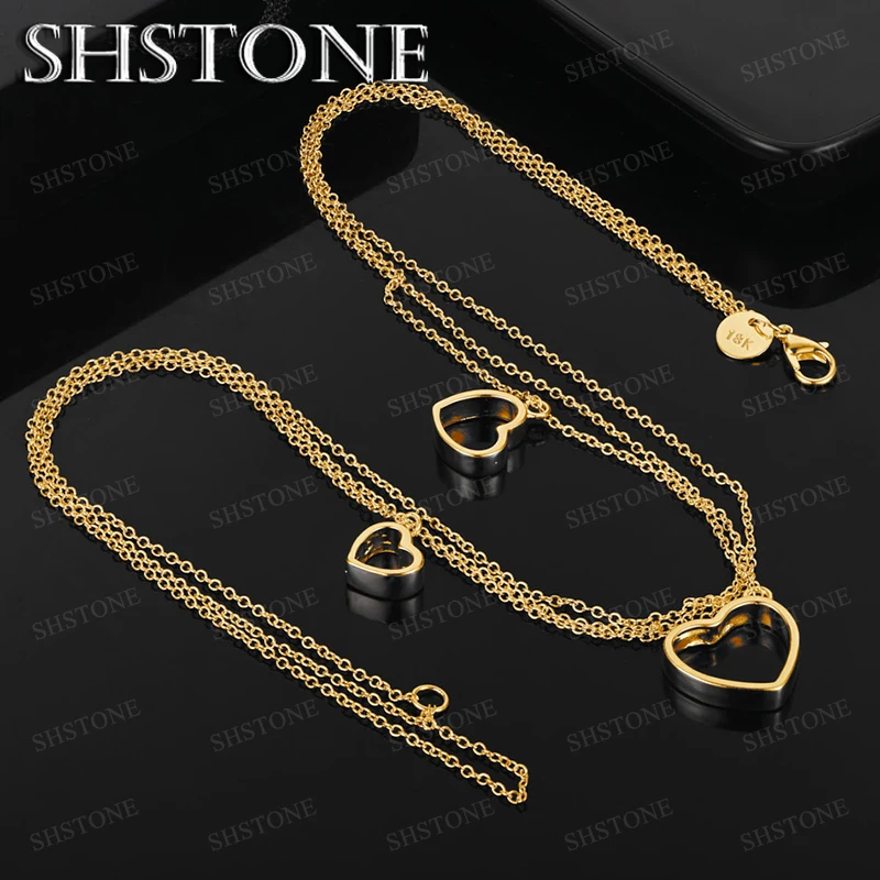 

45cm 18k Gold Love Heart Pendant Necklace O-Chain High-Quality Exquisite Jewelry For Lady Party Engagement Valentine's Day Gift