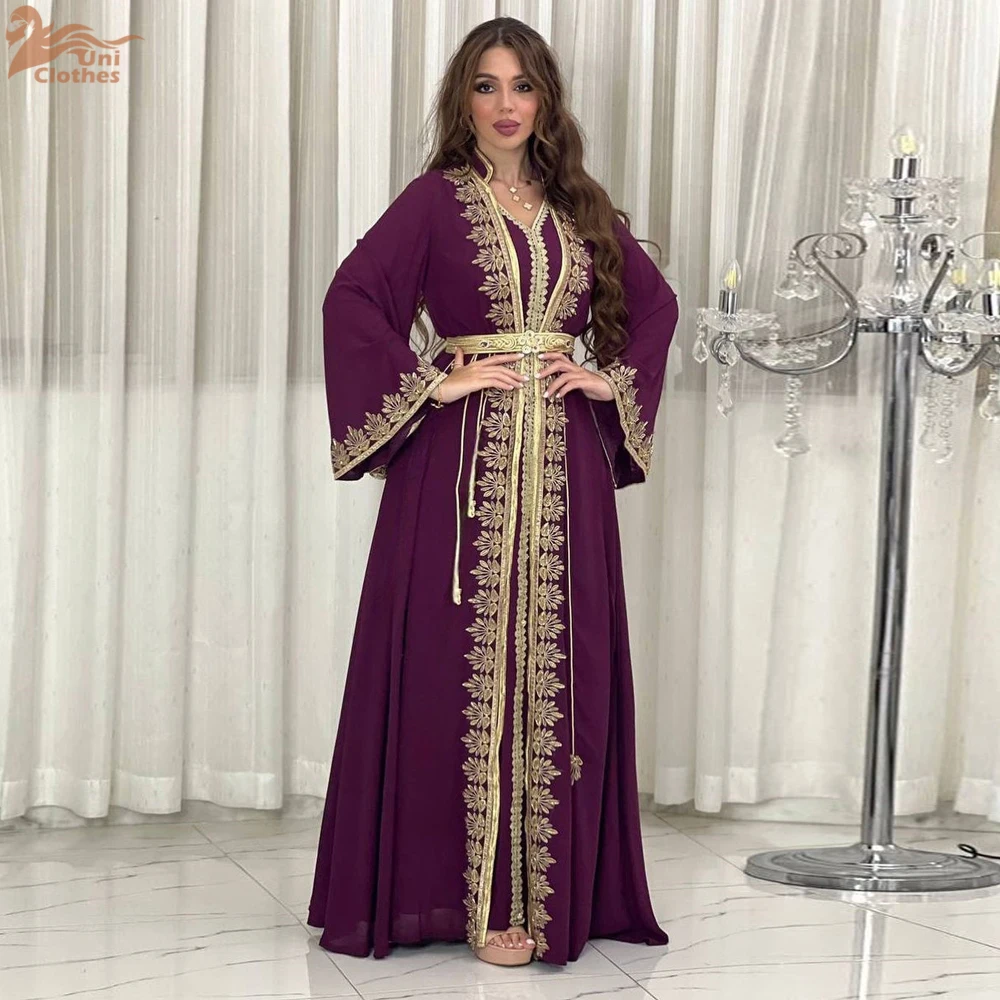 

Eid Muslim Women Party Dresses 2 Piece Set Embroidery Arab Long Robe Ramadan Dubai Abayas Islam Kaftan Muslim Dress Women