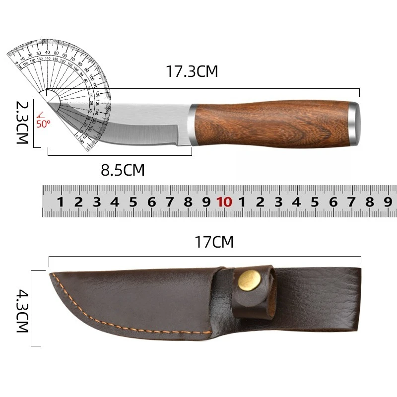 Монголийский нож с цветной деревянной ручкой, универсальный для мяса и фруктов