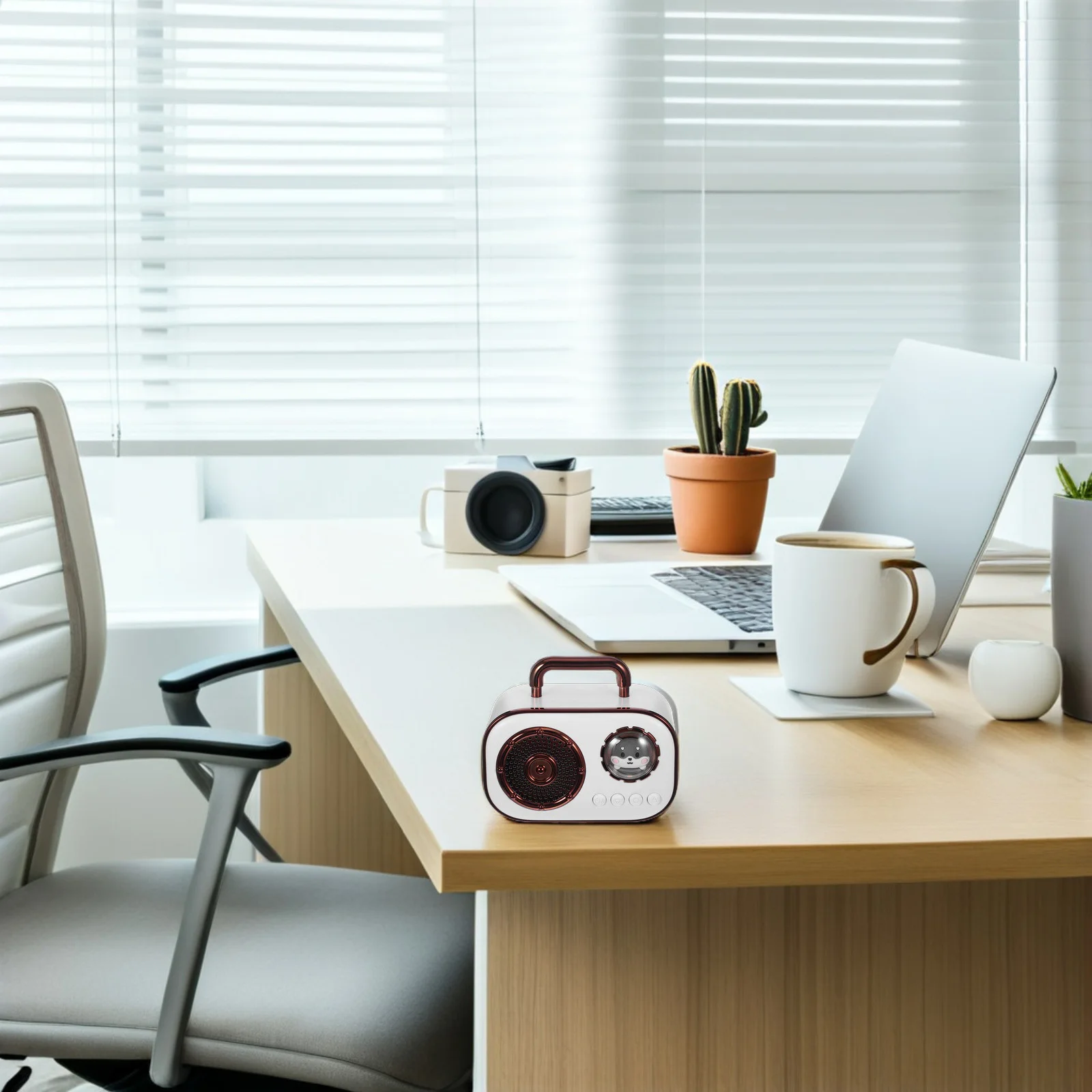 

Space Capsule Speaker White: 360° Surround Sound Portable Mini Stereo Speaker For Bedroom Office Outdoor Camping