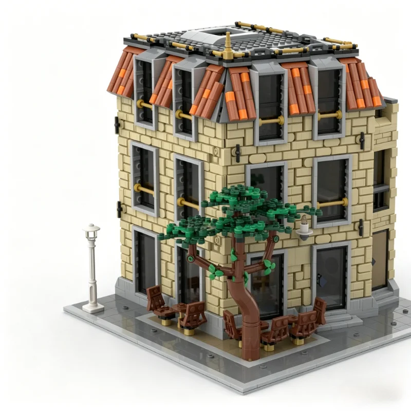 NEW 3103PCS Modern Oldtown Corner Modular Building with Cafe Yoga Studio Apartment Blocks Model Educational Toy Halloween Gifts