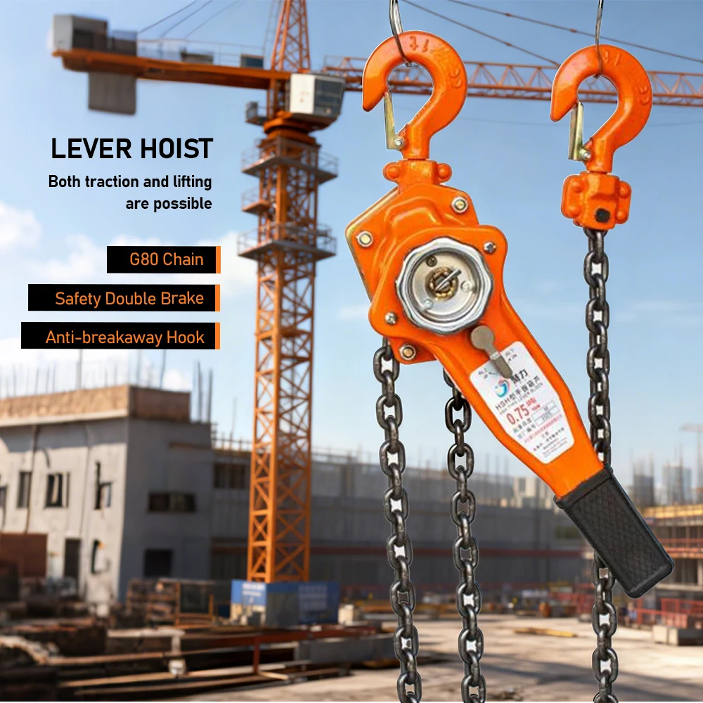 

Manual Lever Chain Hoist Lever Chain Hoist Chain Block 0.75 Ton/1.5 Ton/2 Ton with 2 Hooks for Warehouse Automotive Machinery
