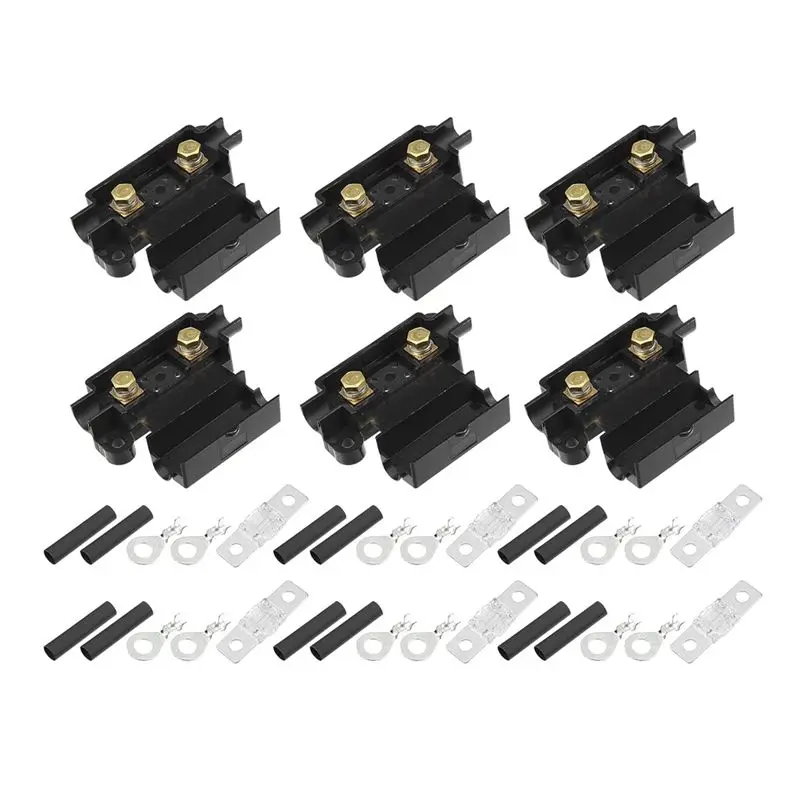 AEA6-ANS Fuse Holder Kit For Dual Battery System, Fuse Holder, Tube Terminals, Pre Cut Heat Shrink Sleeving ,6 Set (80A) Easy In