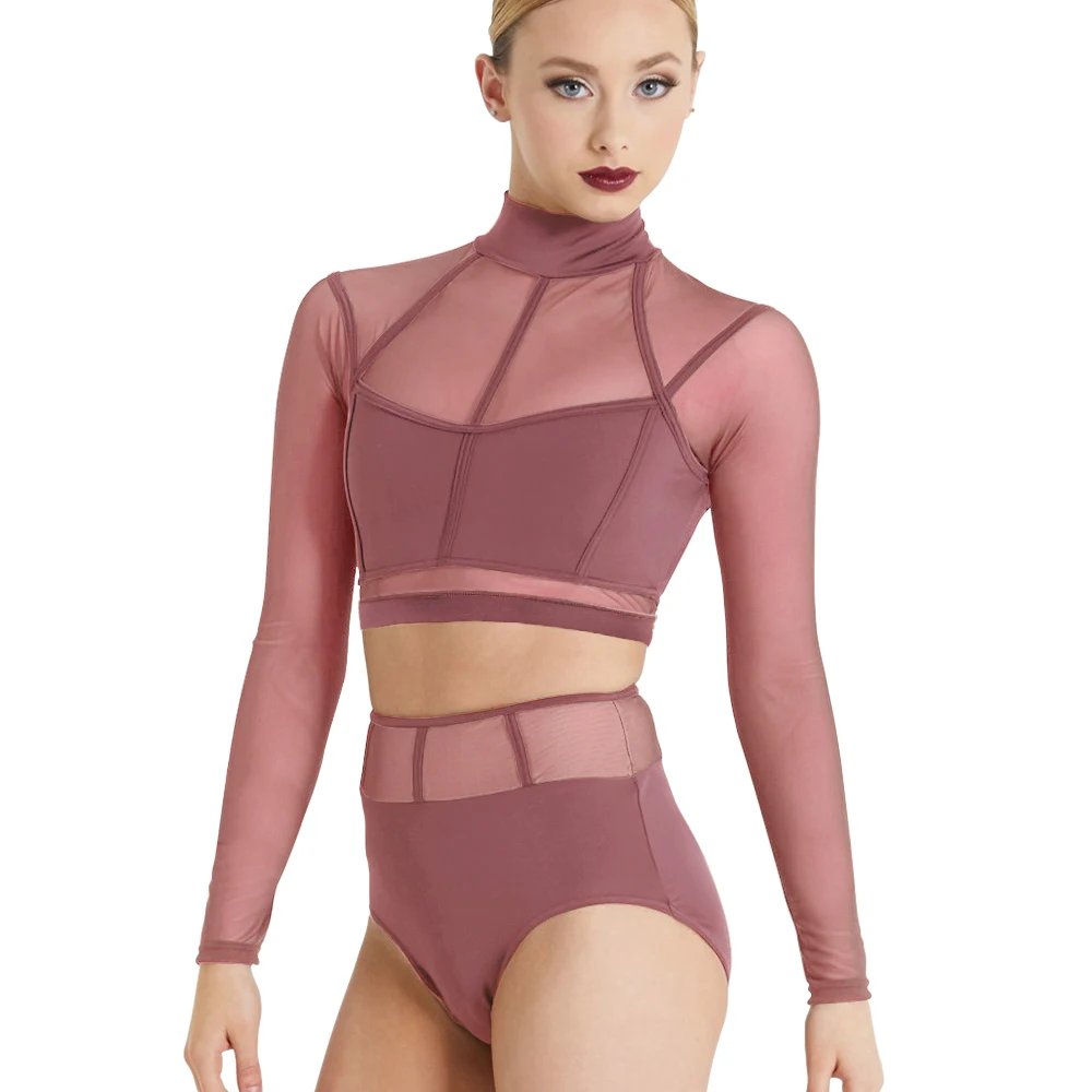 MiDee 2 Piece Set Jazz Dance Wear for Girls Women Long Sleeves K-Pop Girl Group Dance Outfits Modern Ballet Stage Dance Costume