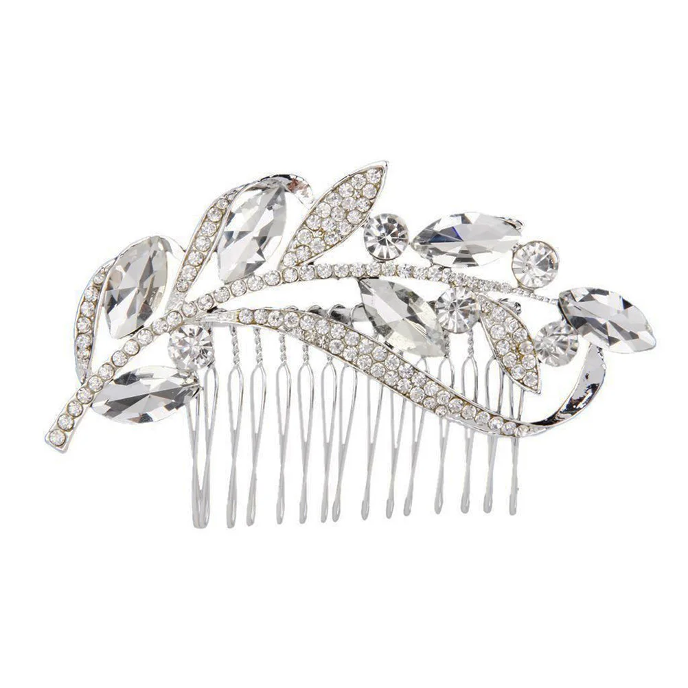 

Rhinestone Hair Comb 9.5cm Length 6cm Width Crystal Decor Bridal Wedding Party Accessories Floral Pin For Women Girls