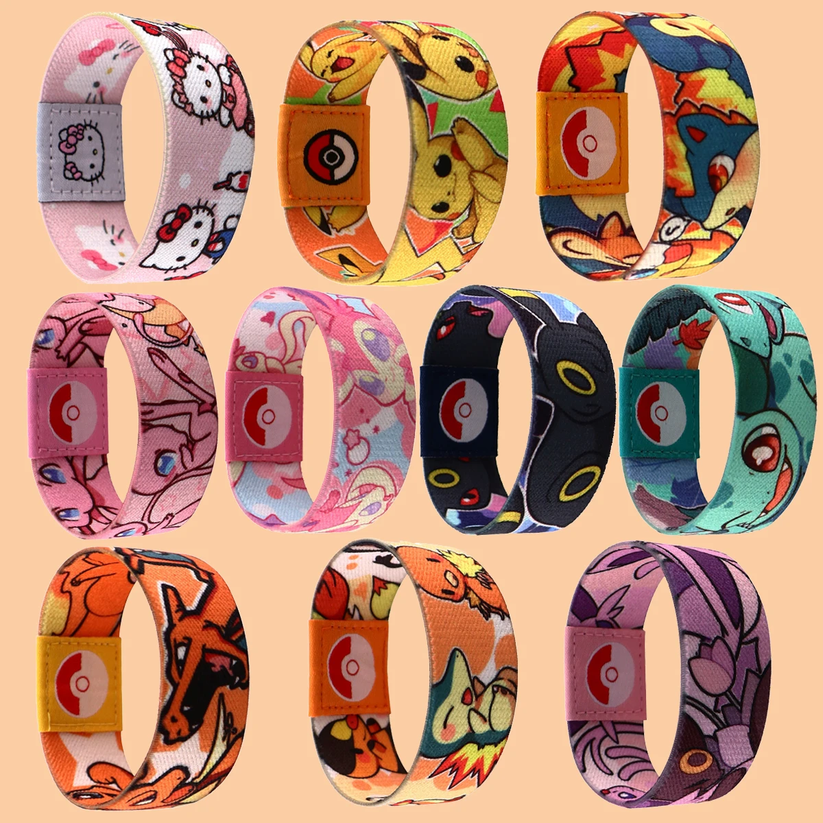 Cartoon Animation Cloth Stretch Wristband Bracelet Flexible Wrist Band Cuff Bracelet Sports Casual Bangle For Women Men Gifts