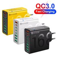 150W Multi Ports USB Charger Type C Fast Charging Phone Charger Adapter For iPhone Samsung Xiaomi Quick Charge 3.0 Wall Charger
