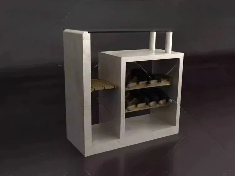 A Natural travertine wine cabinet rack simple modern environmental protection living room carved villa furniture