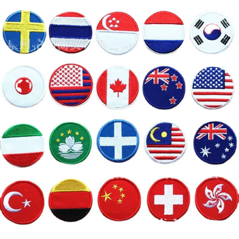 

50pcs/Lot Round Nation Flag Luxury Embroidery Patch Shirt Hat Bag Jersey Team Clothing Decoration Accessory Craft Diy Applique