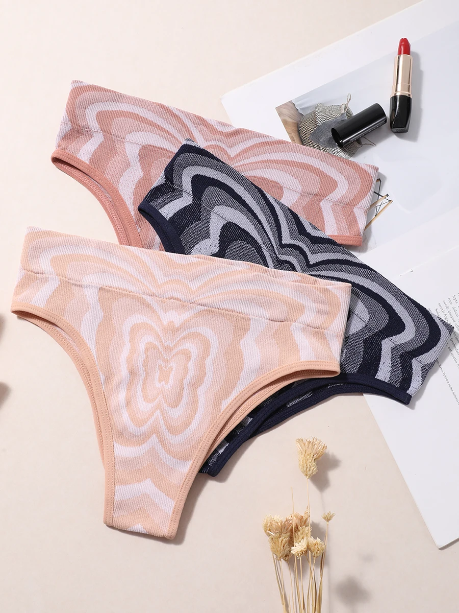 2PCS/Set Women Panties Butterfly Pattern Sexy Lingerie Thongs Middle Rise Female Underwear Ladies Underpant Briefs Intimates