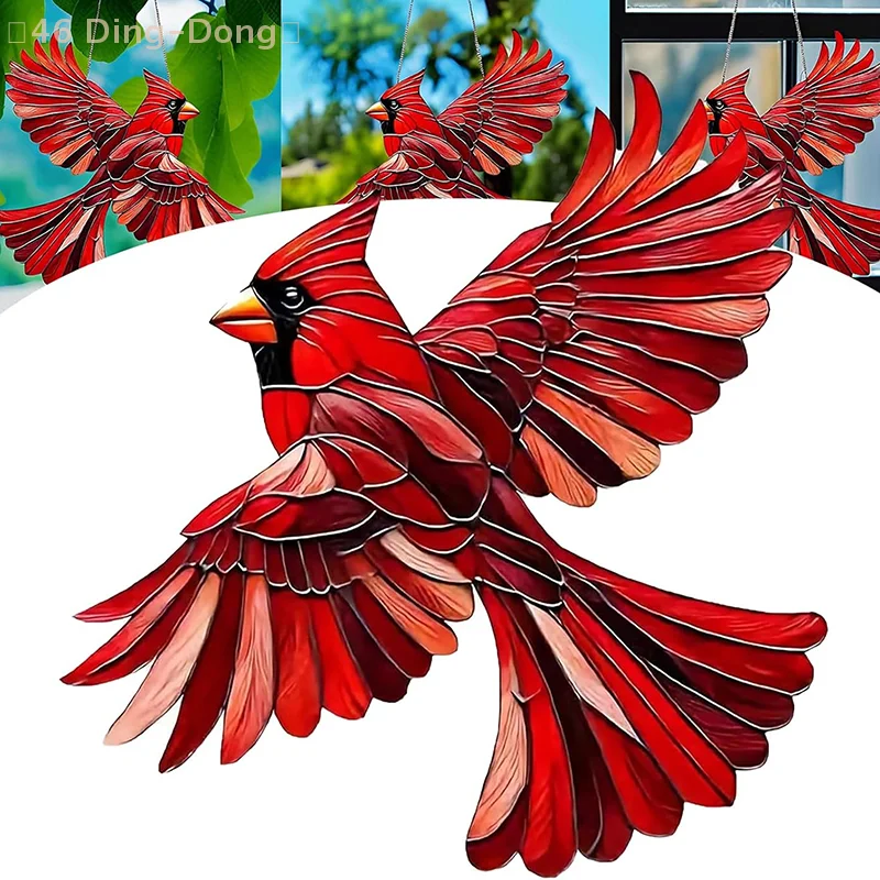 

[DING] Red Bird Cardinal Christmas Gift Perfect For Female Retirees Animal-themed Garden Embellishment Home Decoration Pendant