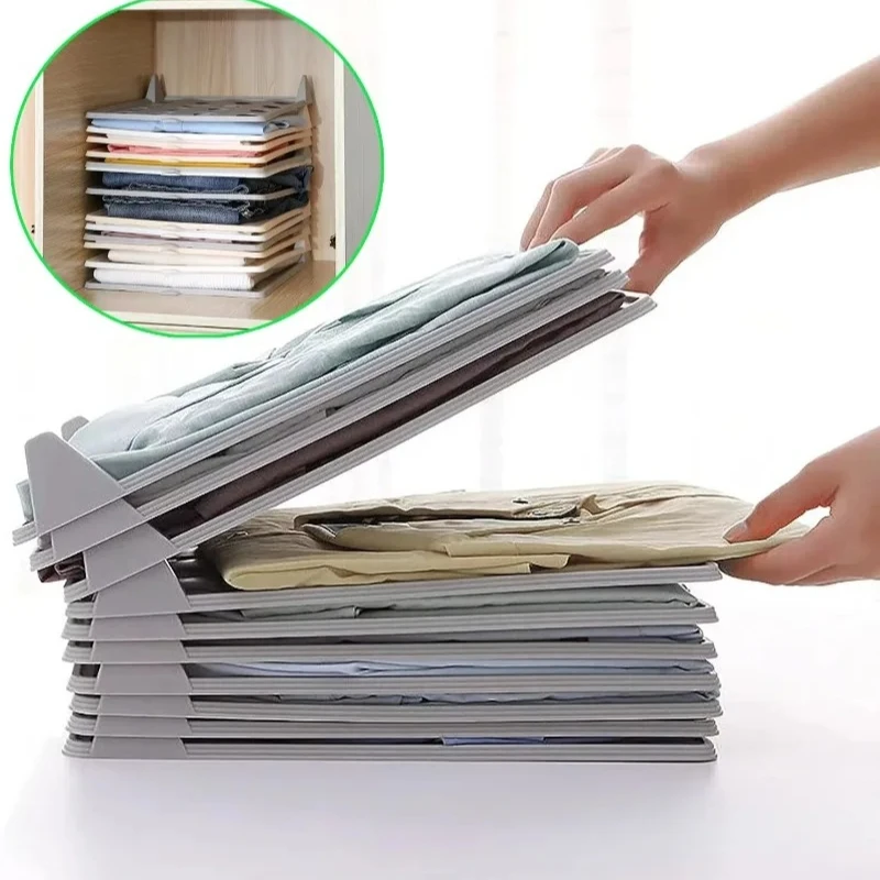 Clothing Lazy Folding Board Dividers Shirt Organizer T Shirt Folder Board Stackable Multi-Functional Wardrobe Storage view 2