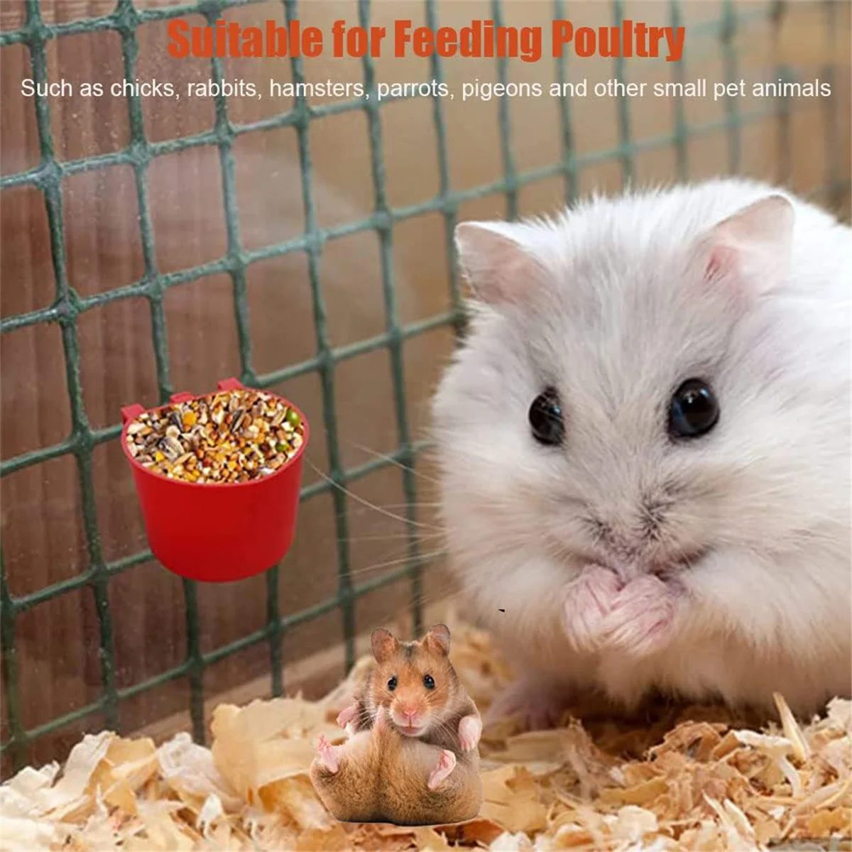 20Pcs Chickens Rabbit Feeders for Cage,Hanging Chicken Water Feeder Cup, Plastic Birds Feeders Seed Bowl,