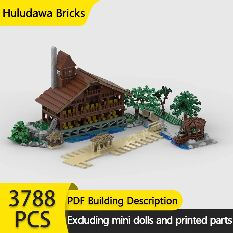 

Medieval Street View Model MOC Building Bricks Cabin By The River Modular Technology Gifts Holiday Assemble Children Toys Suit