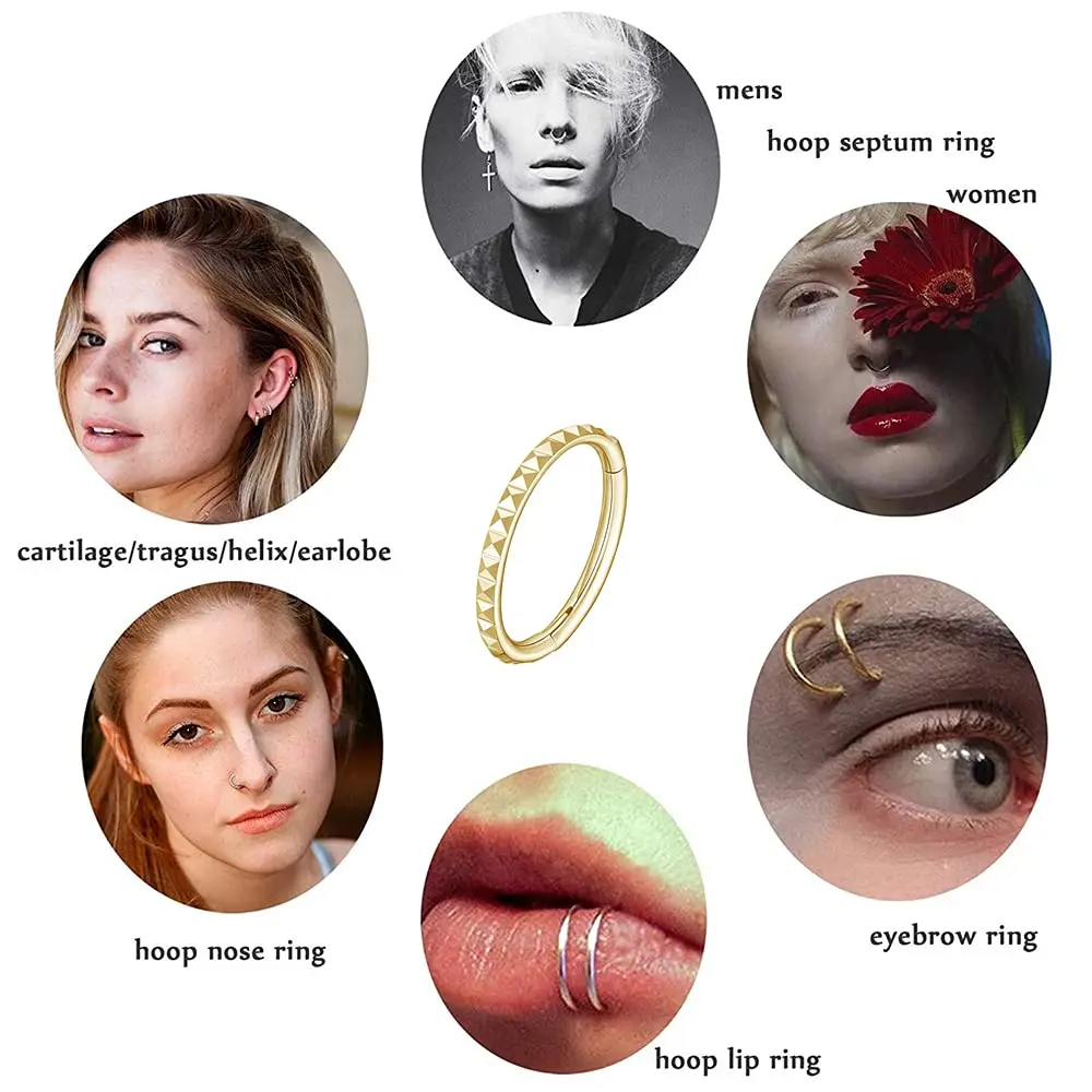 Pyramid Hinged Nose Ring Hoop in Titanium
