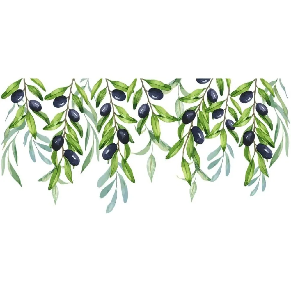 Olive Branches Wall Sticker Plant Wall Decals Green Hanging Leaves Flower Vines Wall Peel and Stick Vinyl Art Decor for