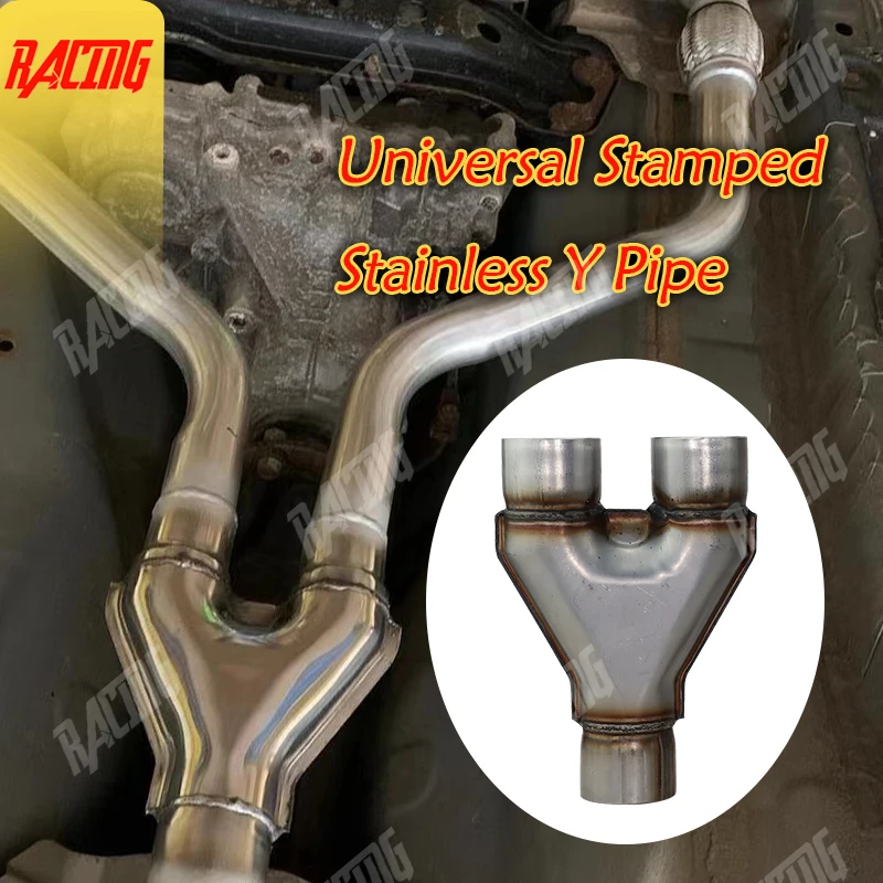 

1 Piece Exhaust Y Pipe 2" Inlet, 10" Length 409 Stainless Steel Cars Parts Universal Fit for Auto Modified Smoother Exhausts