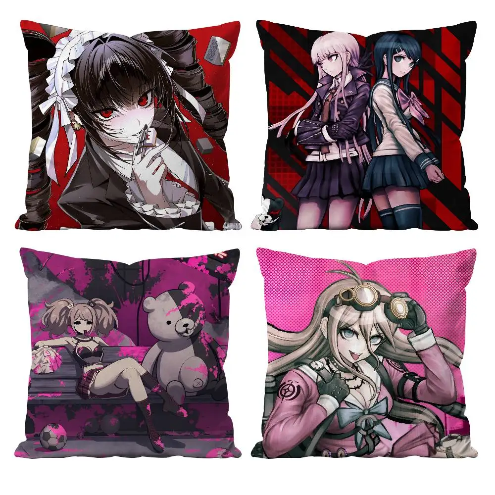أنيمي KWaii D-Danganronpa كيس وسادة مكافحة الغبار المخدة غير مرئية سستة حريري قصير أفخم غطاء وسادة أريكة