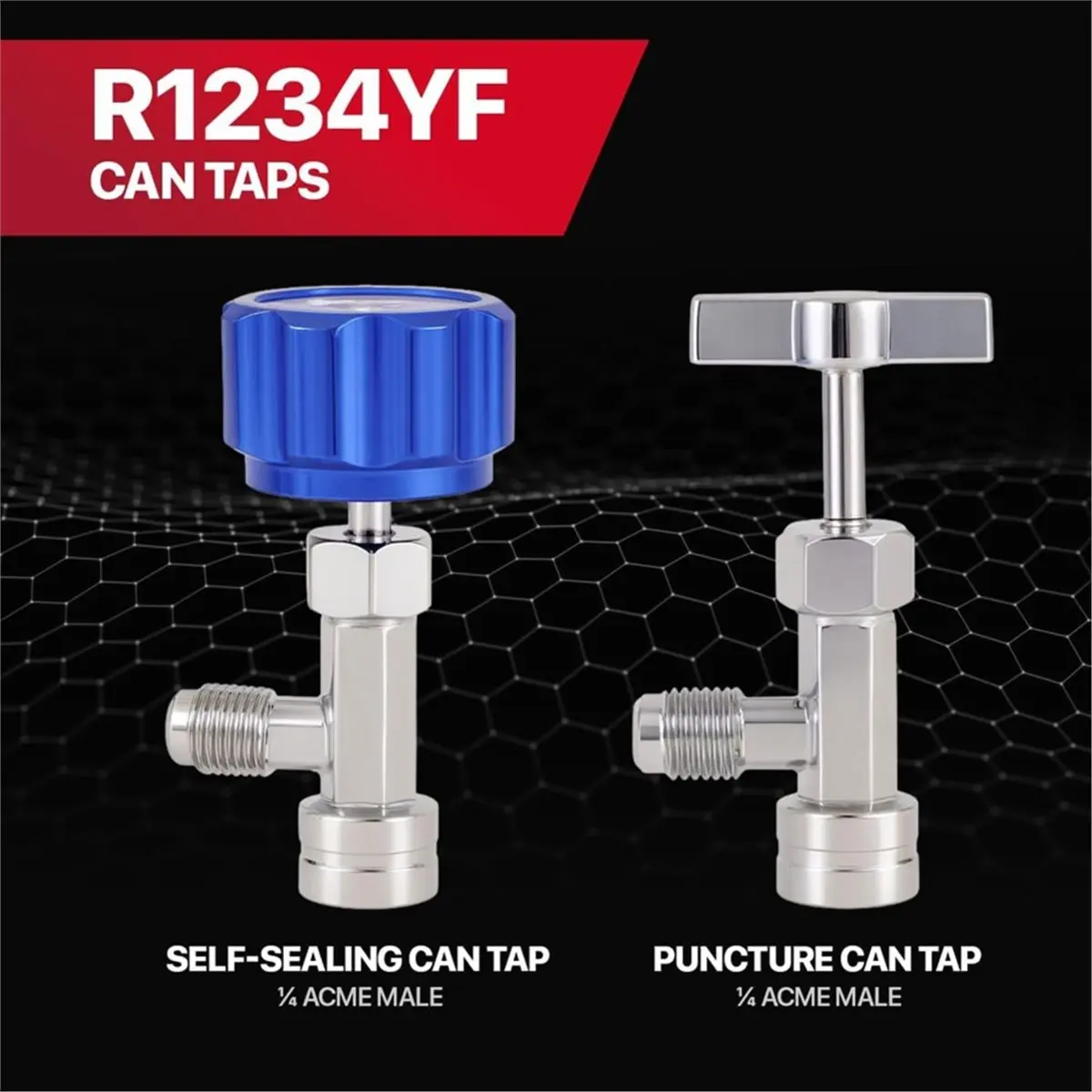 Time Saving R1234yf Quick Coupler & Can Tap Kit, AC Recharge Tool Set with Self-Sealing & Puncture Refrigerant Can Taps
