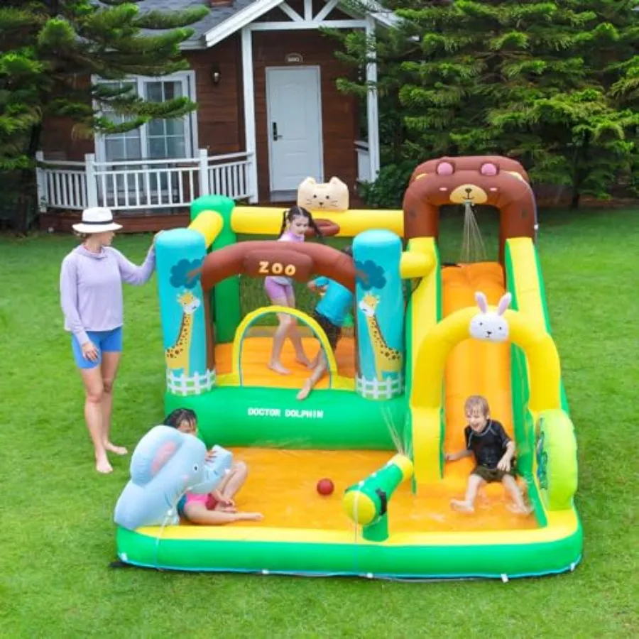 Dmuchany zamek wodny z tobogana dla 36 osób, dmuchany park wodny z basenem, zamek dmuchany z tobogana i basenem dla dzieci.