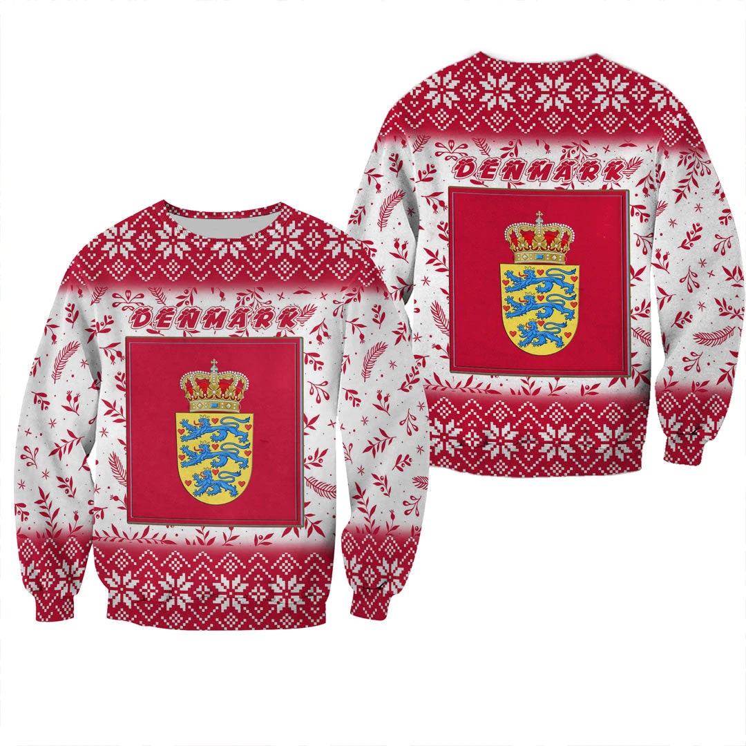 المملكة الدنمارك DK Falg بلوزات الجرافيك الخريف اليومية عادية Kongeriget الدنمارك ملابس منقوشة بكم طويل رجل البلوفرات القمم #6