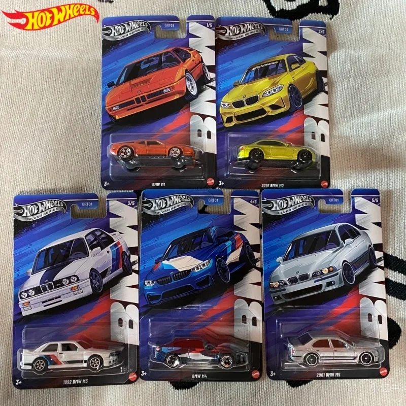 

New Genuine Hot Wheels Bmw Set 2025 Silver Series M1 M2 M3 M4 M5 1:64 Scale Die-Cast Model Vehicle Cars Unopened Grt01 Boy'S Toy