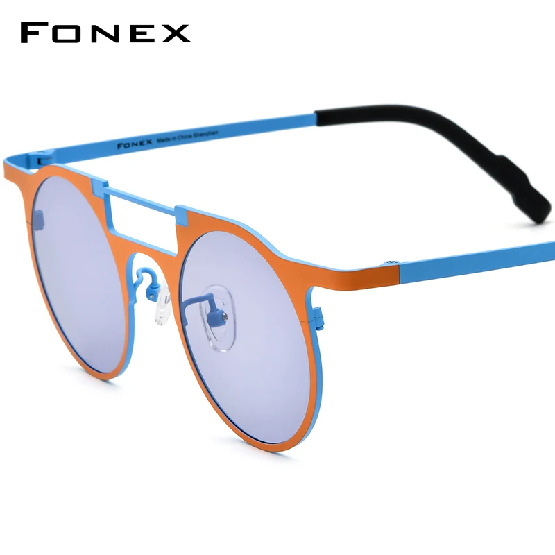 FONEX Pure Titanium Sunglasses Men 2024 New Retro Vintage UV400 Round Polarized Sun Glasses for Women Shades F85855T