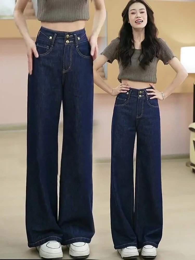 Jean Slim en Denim à jambes larges, taille haute, pantalon Tube droit, polyvalent, amincissant, pour femmes, nouvelle collection automne 2024