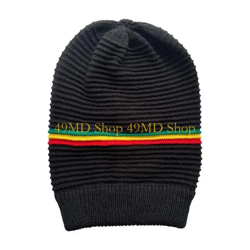 

49MD Knit Skull Hat for Reggae Enthusiasts Headwear Hat Knit Caps Warm