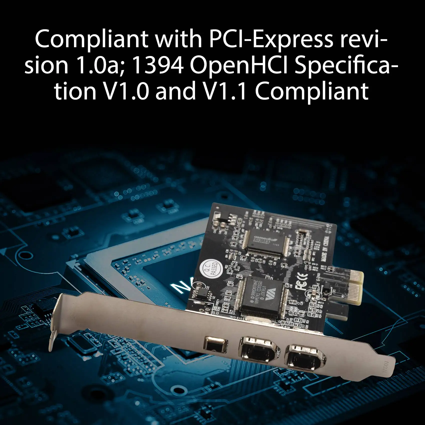 A01R PCI Express x1 PCI-E FireWire 1394a IEEE1394 Controller Card 3 Port For Desktop