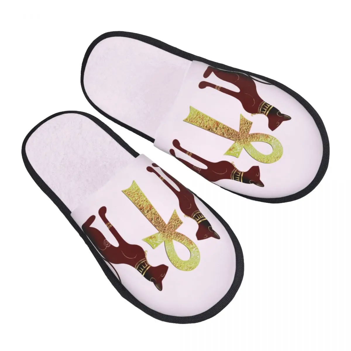 Cats And Ankh Cross Ancient Egypt Men Women Furry slippers Leisure pantoufle homme Home slippers