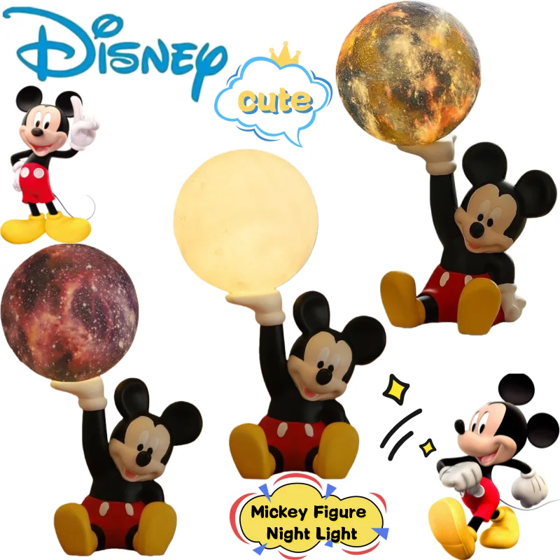 

Disney Mickey figurine night light, creative high-quality anime cartoon doll model for home bedroom desktop bedside decoration