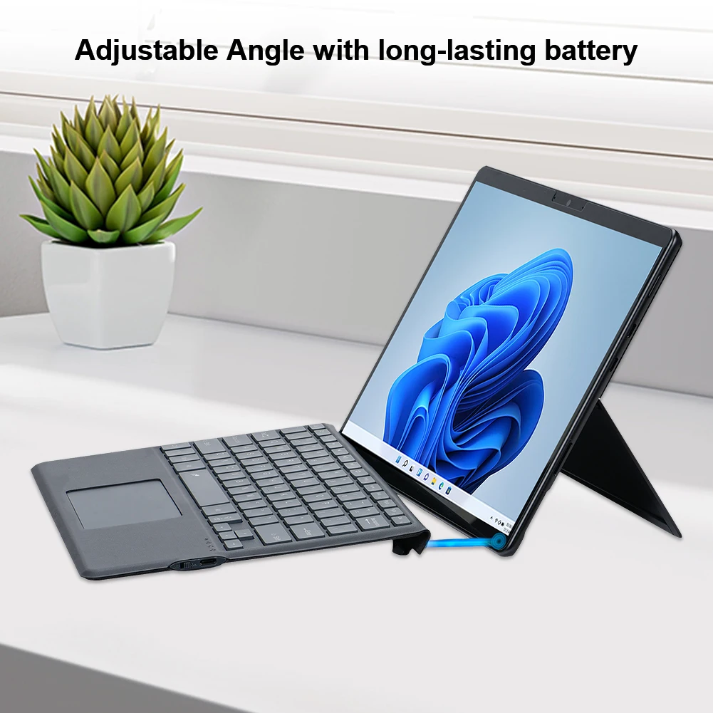 Bluetooth-Compatible Ultra-Slim Keyboard with Touchpad Type C Charging 7-Color Backlight for Microsoft Surface Pro 8/9/X/10/11
