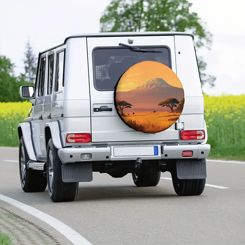 Kilimanjaro Savannah Tire Cover Durable Polyester Waterproof Car Decor For SUV Truck