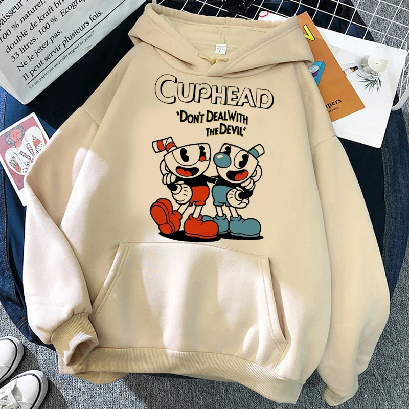 Cuphead Hoodies Men Hip Hop Graphic 2022 Harajuku Men Pullover Hoody Harajuku