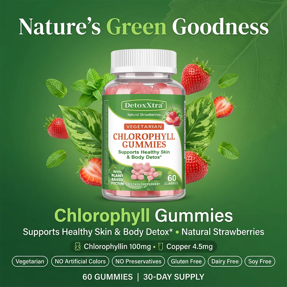 Chlorophyll Gummies 100mg – Natural Deodorizer, Immune & Energy Support, Detox, Skin Health, Internal Freshness for Adults
