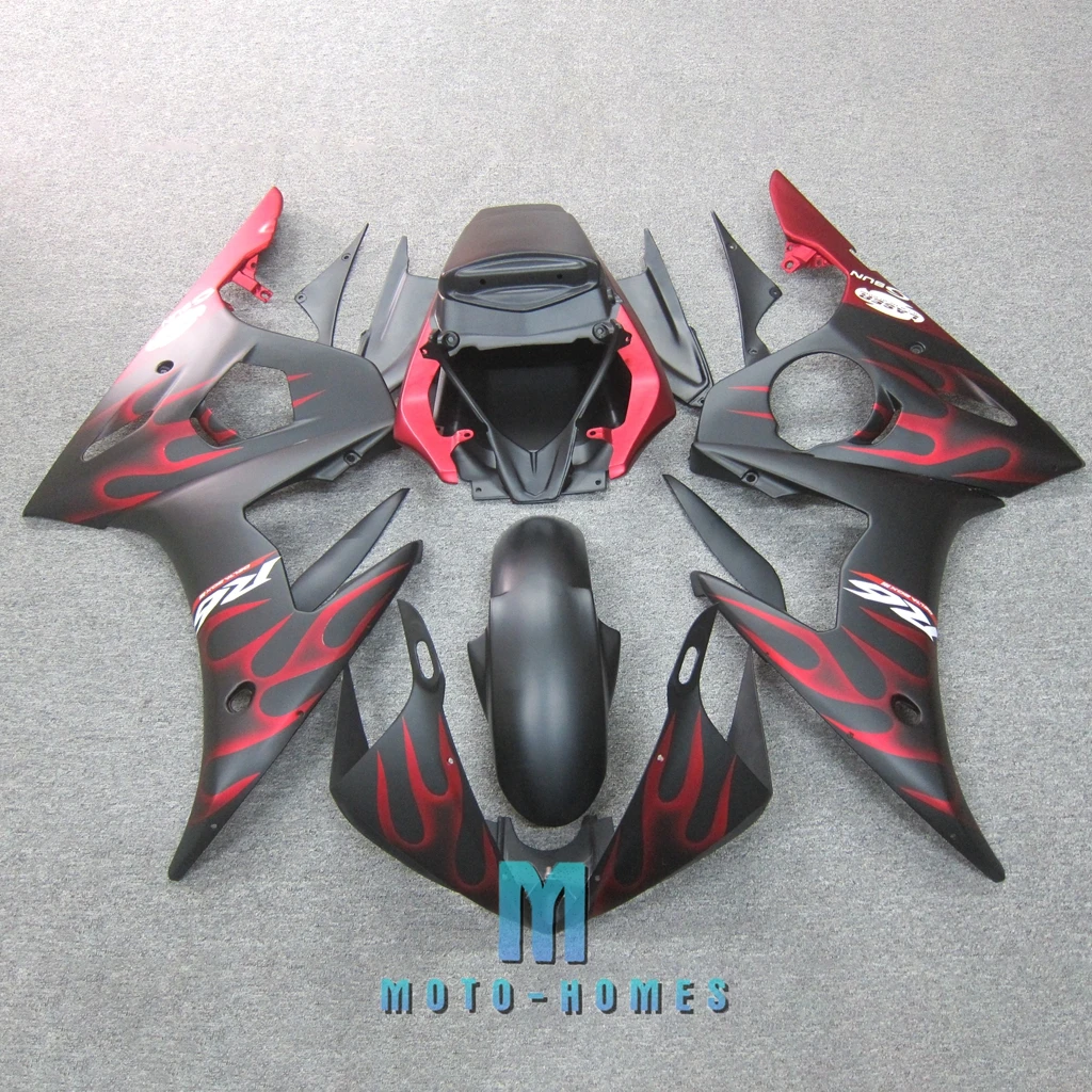 Injection Molded Motorcycle Fairing for Yamaha YZFR6 2003 2004 YZF R6 03 04 Body Rebuild Bike Fairings Customizable Red Flames