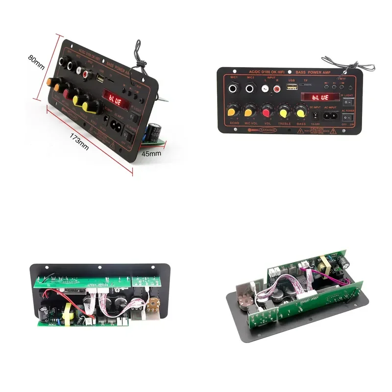 Customizable High Fidelity Subwoofer Power Amplifier Suitable for Bluetooth Microphone Home 12V 24V 220V High Bass USB Remote