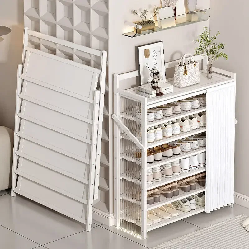 Folding Free Installation Shoe Rack Doorway Multi-layer Simple Foldable Acrylic Dustproof Storage Shoe Cabinet Storage Shelf