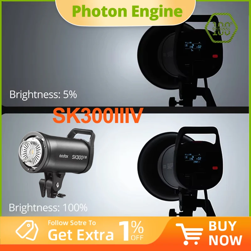 

Godox SK300IIIV 300W с креплением Bowens для студийной фотографии, встроенная беспроводная система 2.4G X, профессиональная компактная студийная вспышка