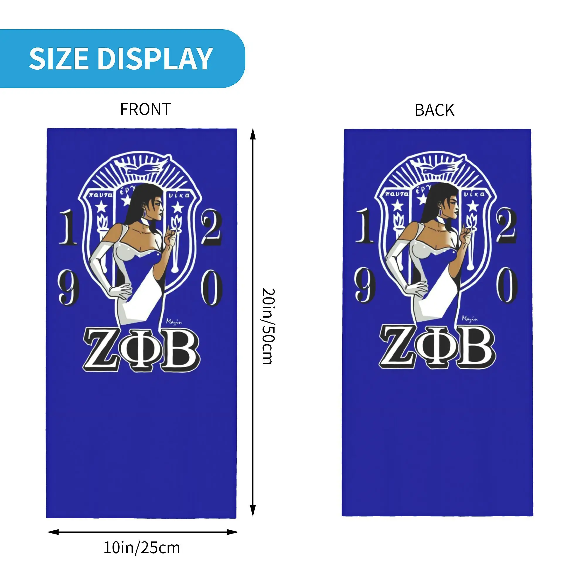 Custom Zeta Phi Beta ZOB Bandana Neck Gaiter Windproof Face Scarf Cover Women Men Greek Letter 1920 Headwear Tube Balaclava