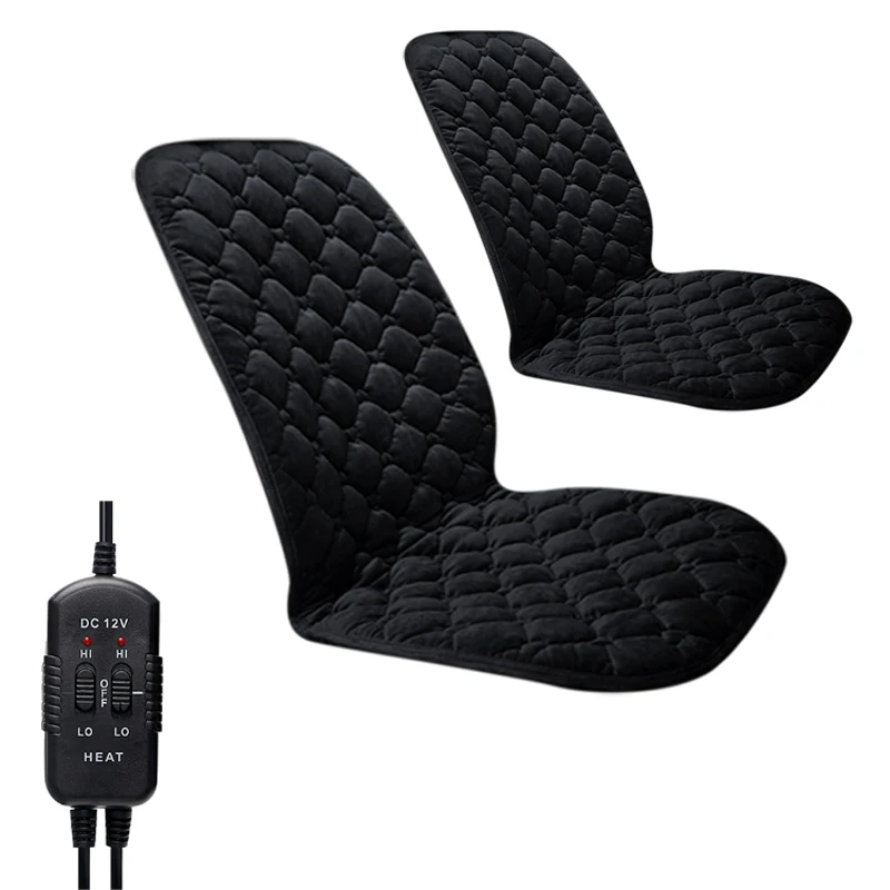 12V Heated Car Plush Front Seat Cover Cushion Winter Heater Warmer Control Temperature Electric Heating Seat Pad, 2PCS