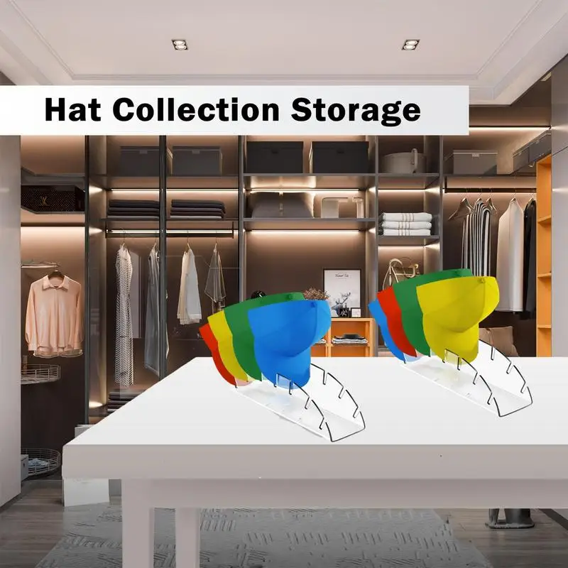 

Acrylic Hat Organizer Baseball Cap Organizer Acrylic 14-Capacity Compact Heavy-Duty Storage 2-Tier For Bedroom Entryway Storage
