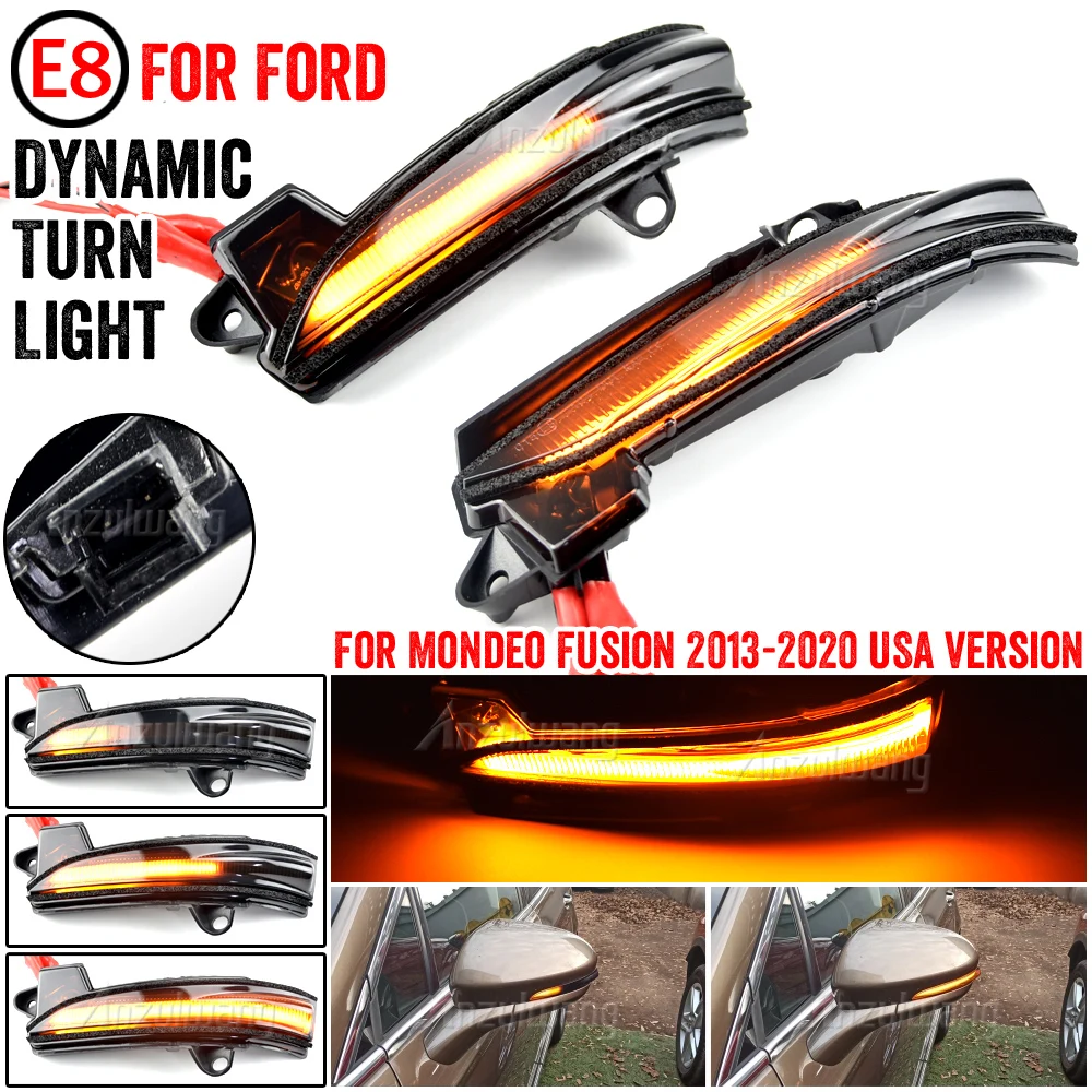 For Ford Fusion Mondeo USA Version 2013-2020 New LED Dynamic Turn Signal Light Side Mirror Sequential Lamp Blinker Indicator