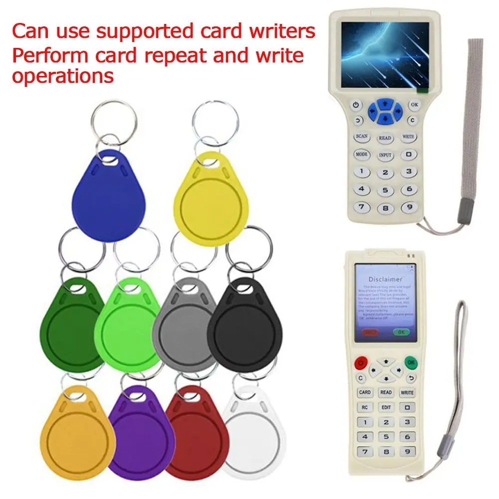 Imagem -04 - Uid Mutável Regravável Acesso Controle Cartão Abs Impermeável Keyfobs Chaveiro Segurança Suprimentos 1356 Mhz Nfc 10 Pcs